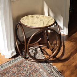 1950/1960 Mid Century Modern Thonet Bentwood Cane Ottoman Stool