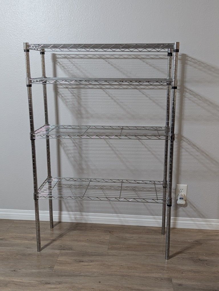 4-Tier Chrome Metal Shelving Unit Adjustable Shelf