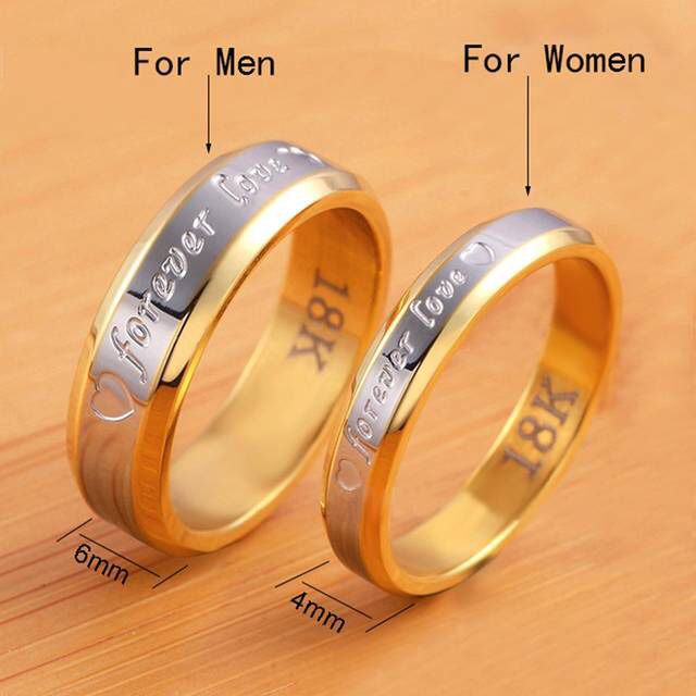 2pcs 18k Gold Forever love Wedding Couple Rings