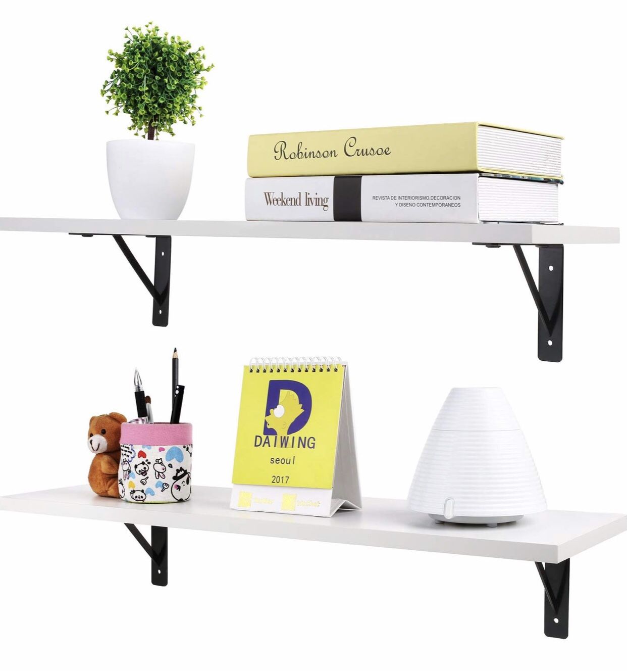 HOMFA Floating Shelves Wall Mounted 2 Display Ledge Shelf with Bracket