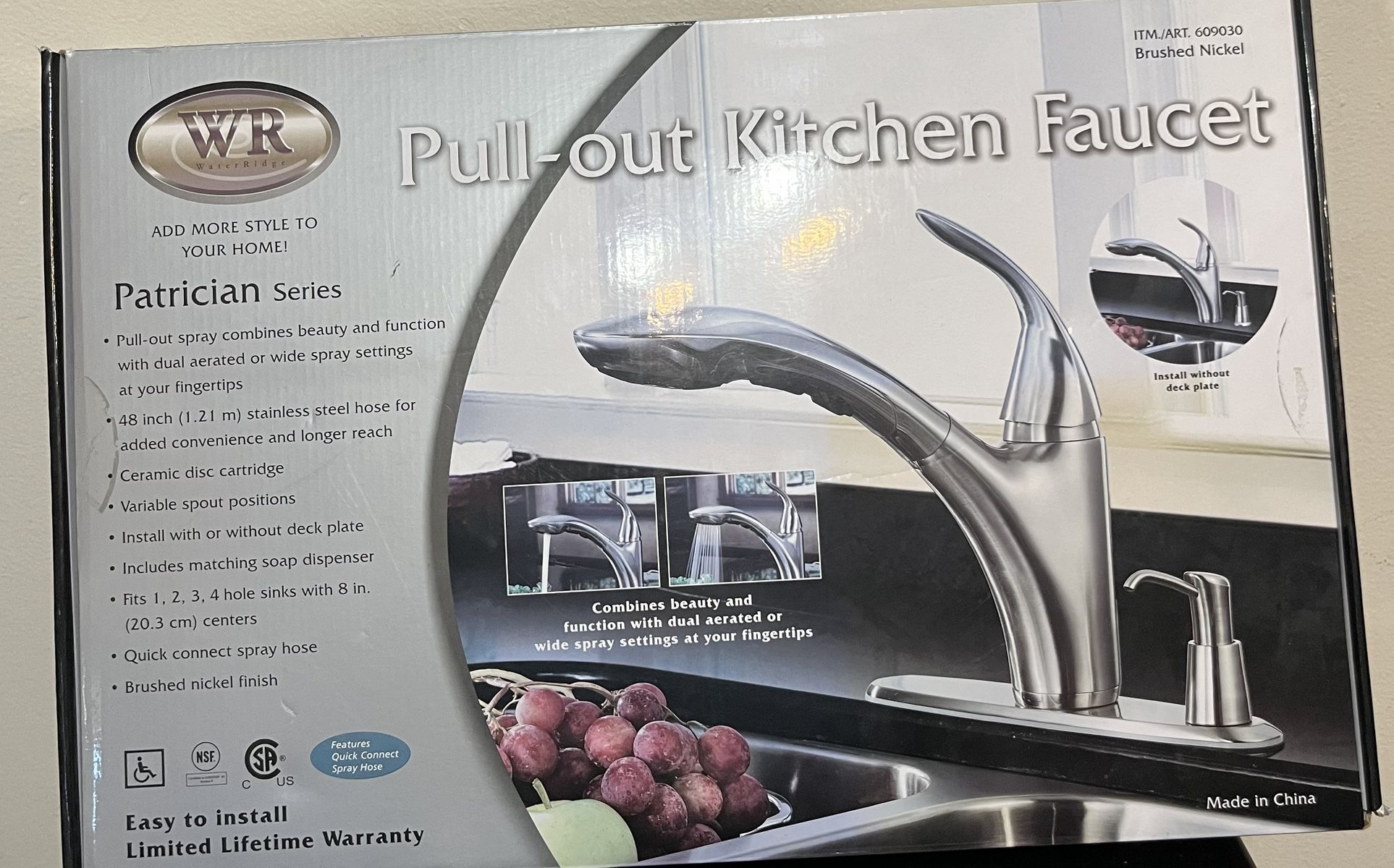 Water Ridge Pull Out Kitchen Faucet With Soap Pump
