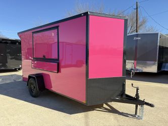 2026 New 6x12 SA Screwless Vending Enclosed Trailer | Blackout | Spoiler Package | .08 Polycor | Limited Edition | Dexter Axle | El Paso | 1025 (Pink)