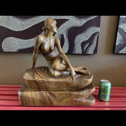 Solid Wood Woman Nude Statue