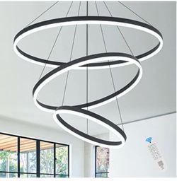 3-Rings D31.5’’ Modern LED Chandelier Black