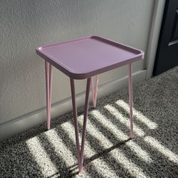Palama Square Side Table, Small Side Table for Small Spaces, Small Metal End Table, Easy Assembly Pink Bedside Table, Small Table Outoor, Single Plant