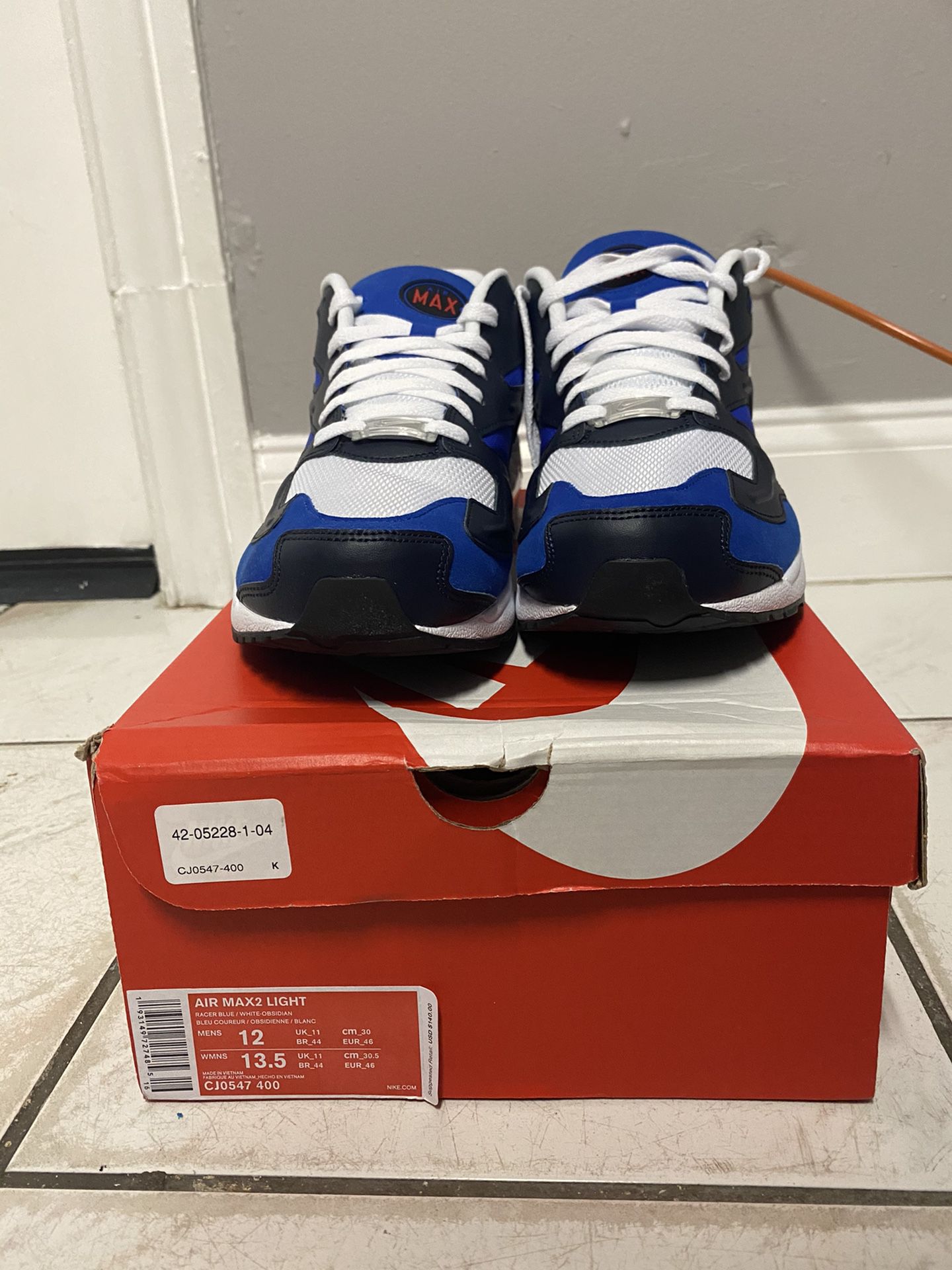Nike Air Max 2 lite (mens 12), US Shoe (Adult), Racer blue/White-obsidian