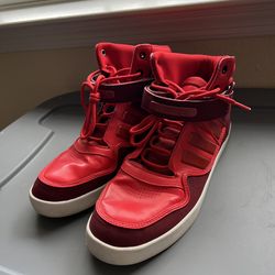 Red Adidas high tops size 12