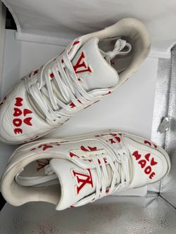 Louis Vuitton LV Trainer x Nigo "LV MADE" in the White/Red colorway.