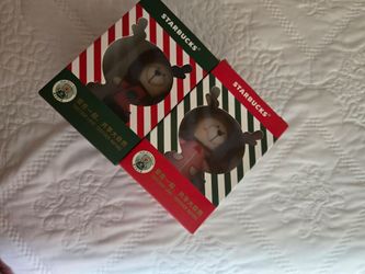 Starbucks Bear With Mission Holiday Bear Figurines Set of 2