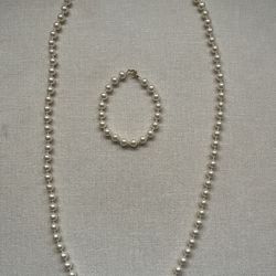 Brand New Pearl Necklace & Bracelet - Costume Jewelry 