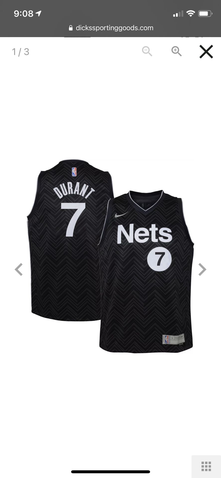 Nike Youth Brooklyn Nets 2021 Earned Edition Kevin Durant Dri FIT