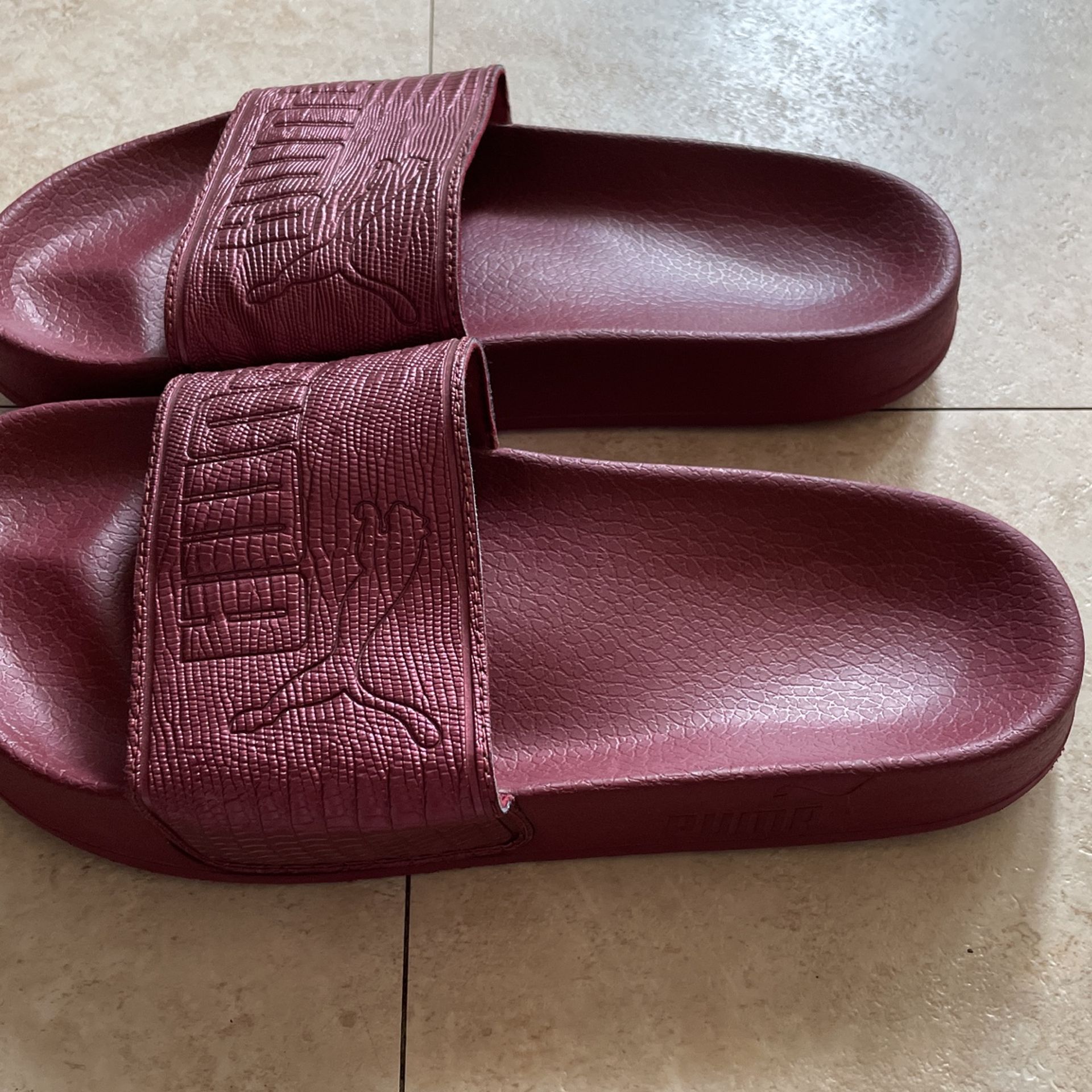 Burgundy puma slides cheap