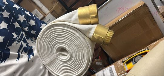 White Lay-Flat Fire Hose with Brass Couplings