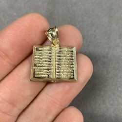 10K Yellow Gold Holy Bible Charm Pendant 