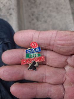 Vintage 1998 McDonald's Monopoly Crew Employee Enamel Lapel Pin Hasbro Vtg.