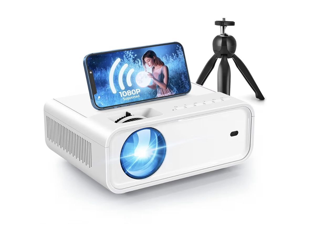 Portable Mini Projector with 5G WiFi and Bluetooth, ACROJOY Native 1080P Movie Projector with Tripod & 240" Display, Outdoor Video Projector Compatibl