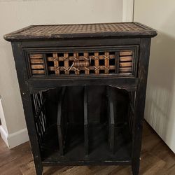 Vintage Coastal Boho Chic Bamboo Cabinet Drawer