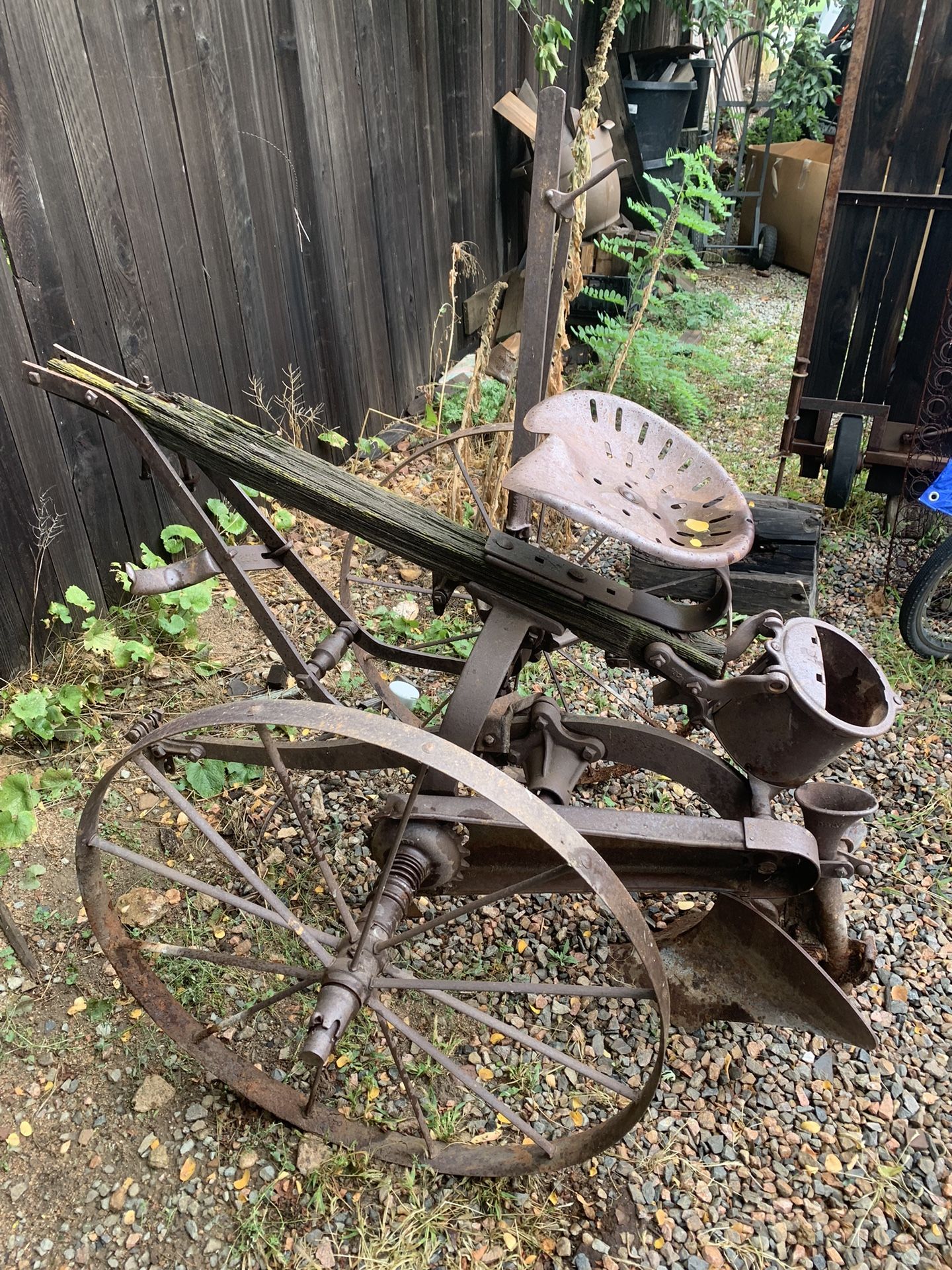 Horse Drawn Plow And Seeder - Iron