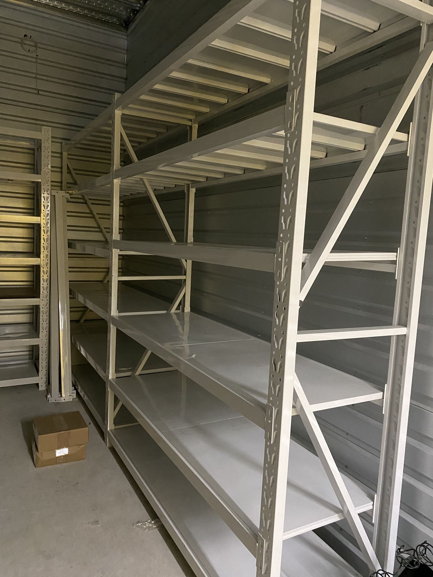 79” X96” X 24” White Warehouse Shelving/Workstations