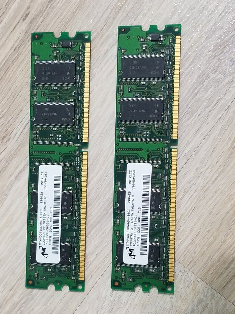 2 - 128mb DDR 400 CL3 PC3200U-30331-C1 Micron RAM Memory