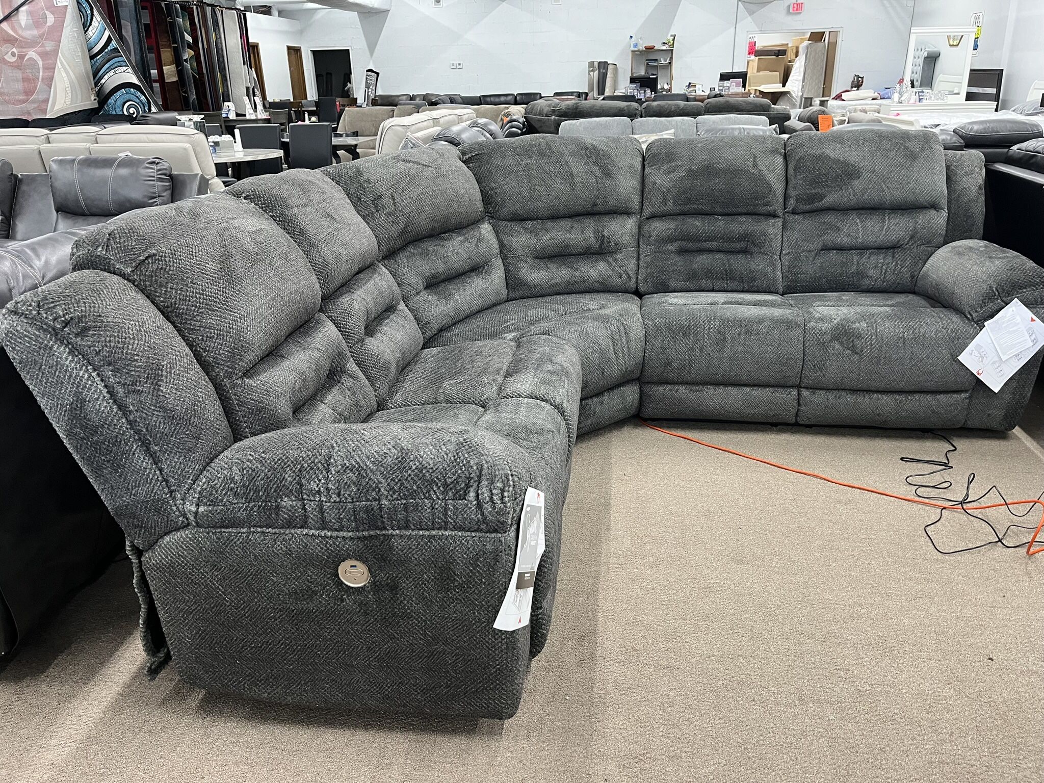 Power Recliner Sectional With USB Port