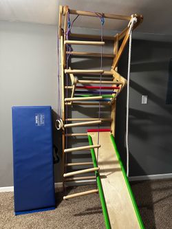 Wooden Ladder Wall Set – Kids Stall Bars for Exercise – Kids Gymnastic Wall Gym
