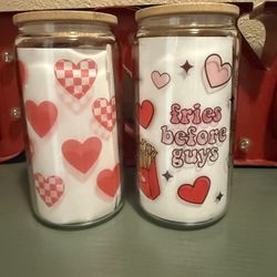 2 - 16oz Glass cup with bamboo lid