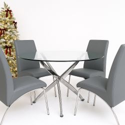 Modern Glass Dining Table + 4 Chairs