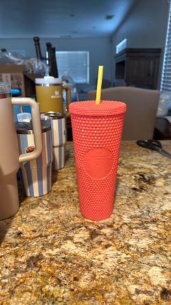 Neon Coral Starbucks Cup
