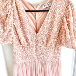 Beauut Bridesmaid sequin embellished maxi dress with tulle skirt in Blush pink