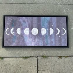 Moon Phases In Night Sky Art Work 34”x17” Painting (Silver Lake)