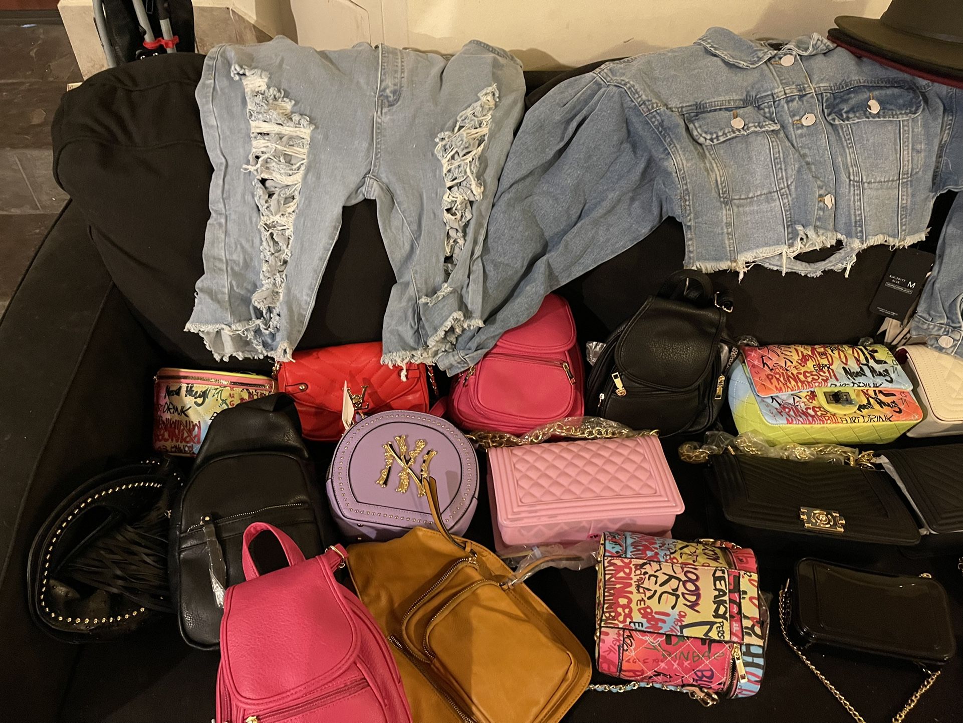 2 Large Totes Of Womens Brand New Boutique Purses , Clothes, Hats, Thin Tank Top Dresses