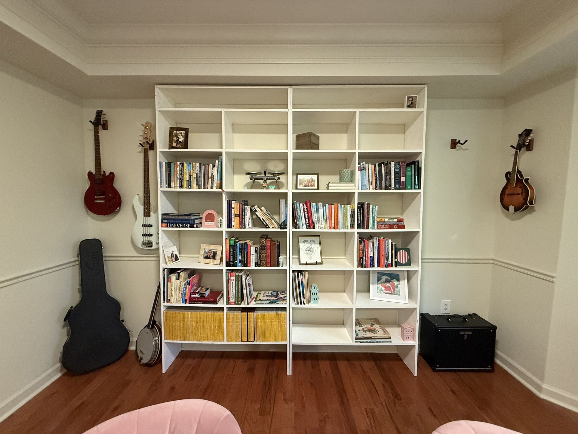 Handmade Floor To Ceiling White Wood Bookshelves β Set of 2