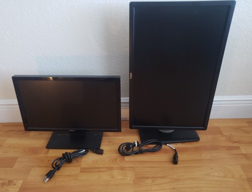 (2) Dell Monitors,  1 Is 24"