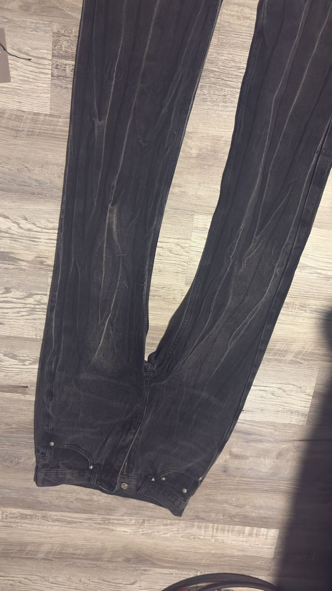 black balenciaga distress lost tape jeans