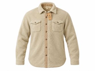 Polo Ralph Lauren khaki brown fleece lamb shirt jacket coat classic winter NY L