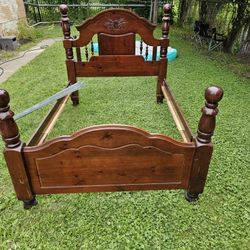 solid wood bed frame great condition  queen 