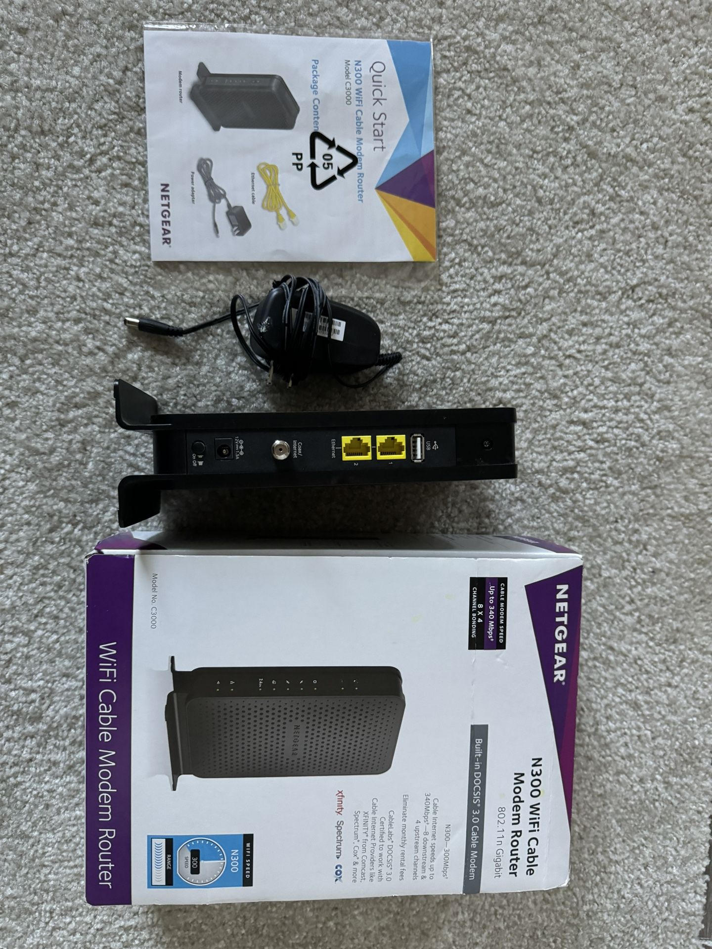 NETGEAR N300 Model C3000 WiFi Modem Router