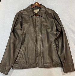 Eddie Bauer Black Leather Zip-Up Jacket