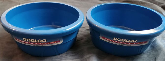 Dogloo Signature Series Jumbo Crock Pet Dog Bowl Large Blue Bowls Pair 115 Oz