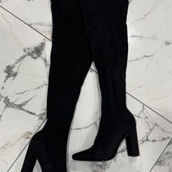 Black Thigh High Suede Boots 7