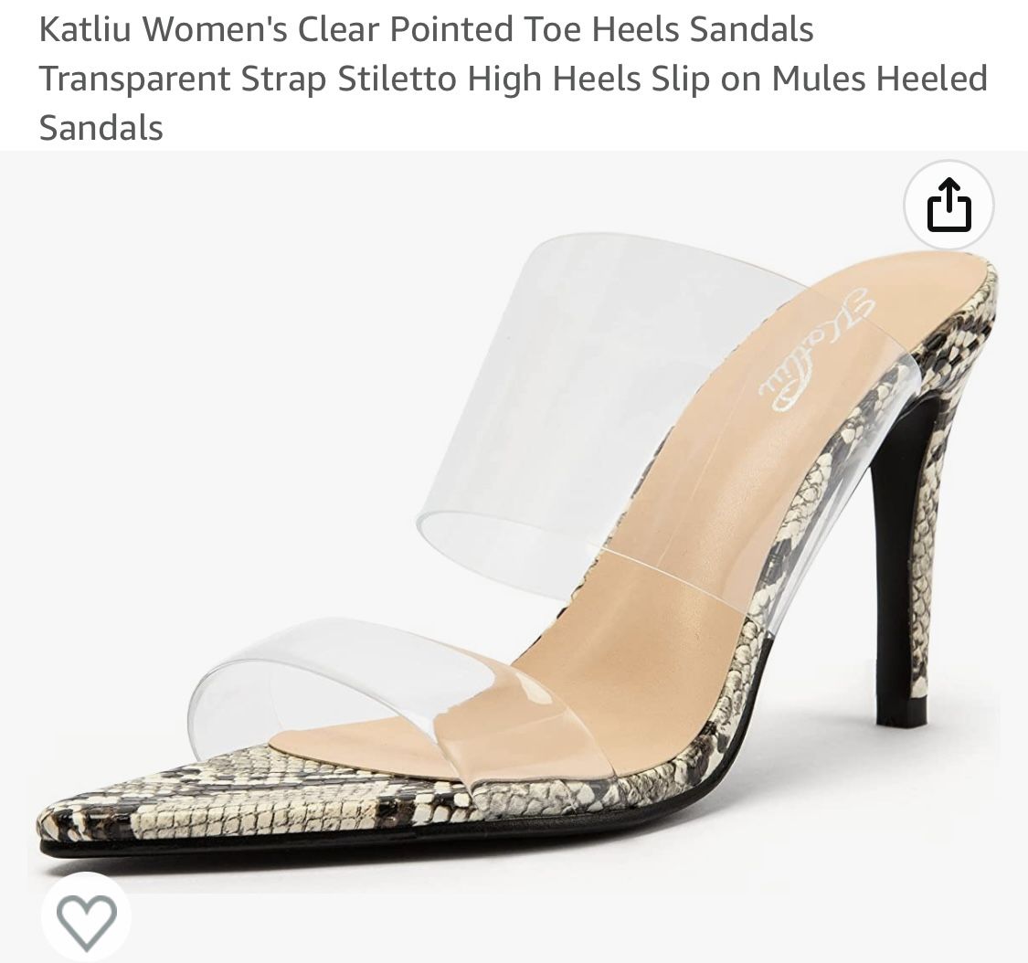 Women’s Pointed Toe Clear strap slip on Mules