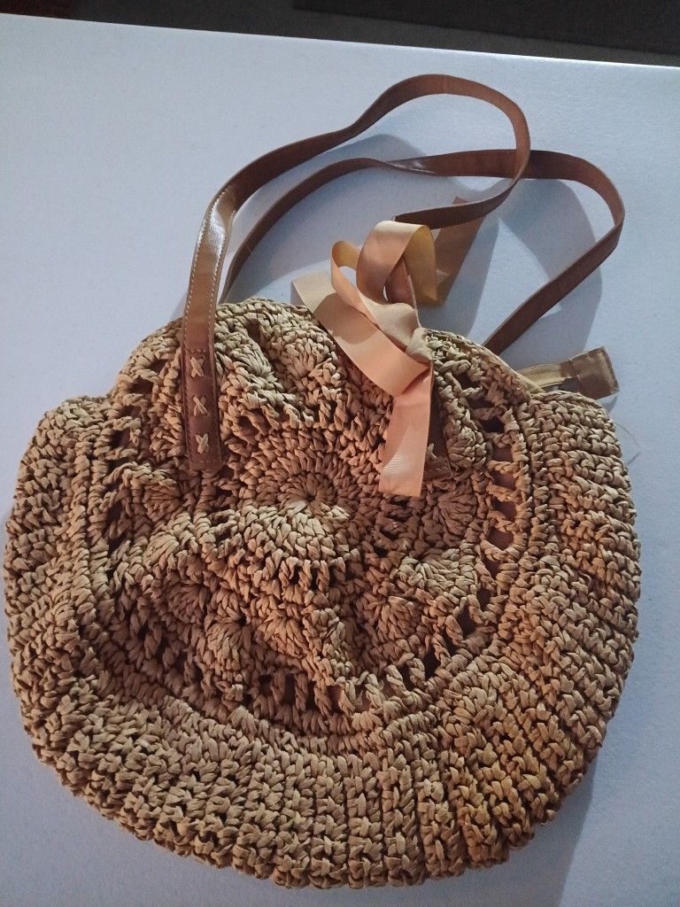 Large Rattan Beach Bag Purse