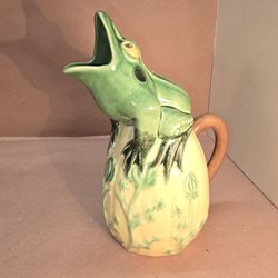 Vintage Frog Pitcher Bordallo Pinheiro Hand Painted Made In Portugal