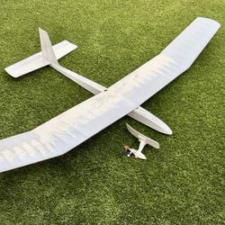 Vintage sailplane rc plane white 76" wingspan balsa wood