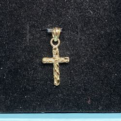 10k Gold Nugget Cross Pendant 