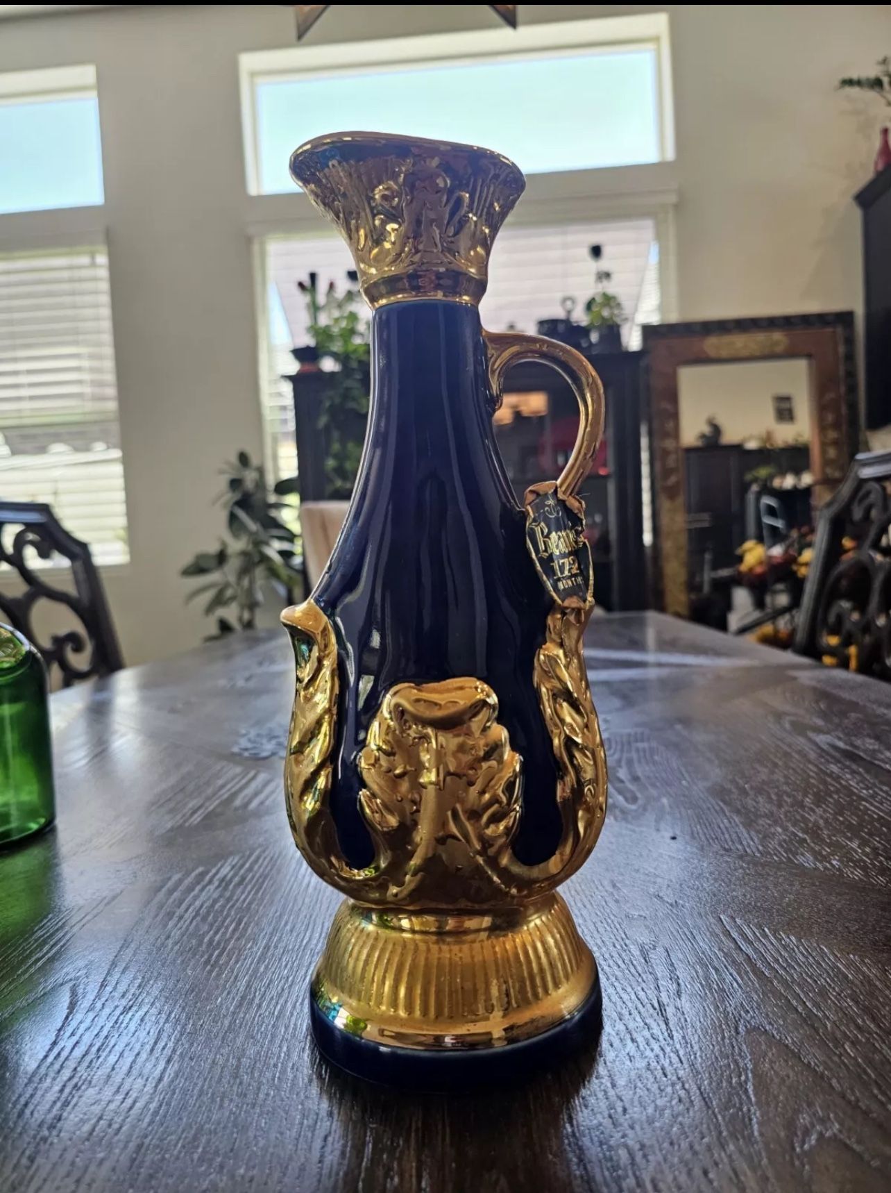 Jim Beam Distilling Regal China Blue Gold Whiskey Decanter Bottle 1966