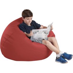 Factory Direct Partners 10478-RD SoftScape Classic 35" Junior Bean Bag Chair, Furniture for Kids - Red