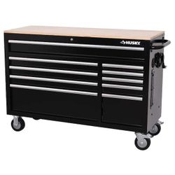 (NEW) Modular Tool Storage 52 in. W x 20 in. D Standard Duty Black Mobile Workbench Cabinet