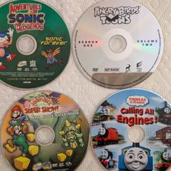 DVD Mint Classics Sonic The Hedgehog, Thomas Tank & Friends, Angry Birds Toons,Super Mario Bros Show. No Scratches, No Cases. For Kids. East Or West P